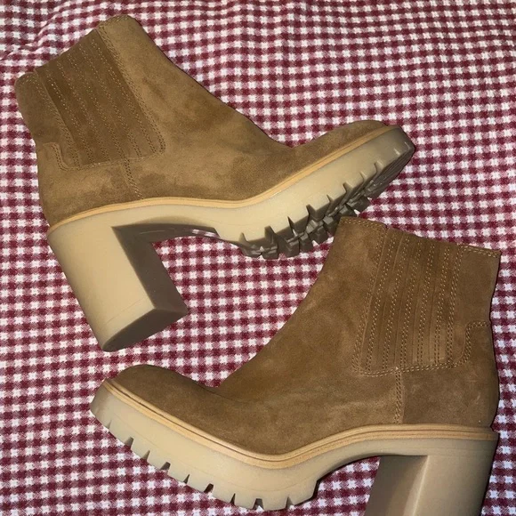 Dolce Vida Caramel Suede Booties - Picture 1 of 8